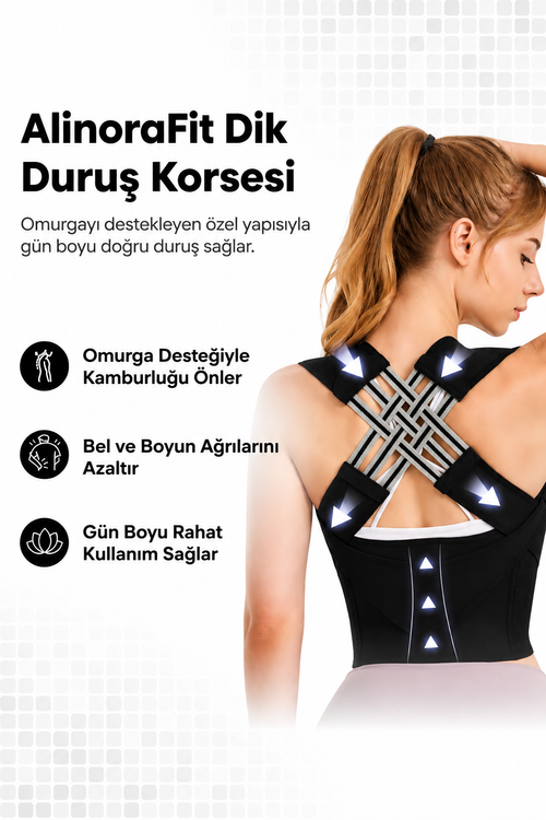 AlinoraFit® Ayarlanabilir Dik Duruş Korsesi - Boyunuzu 5CM Uzatın