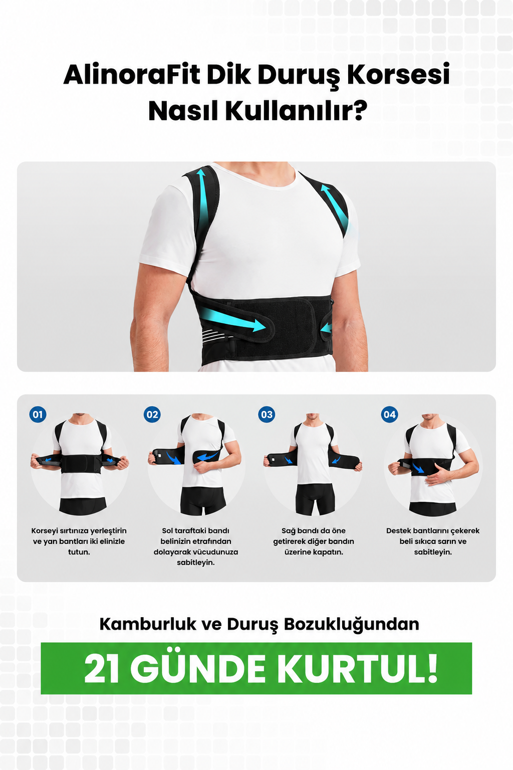 AlinoraFit® Ayarlanabilir Dik Duruş Korsesi - Boyunuzu 5CM Uzatın
