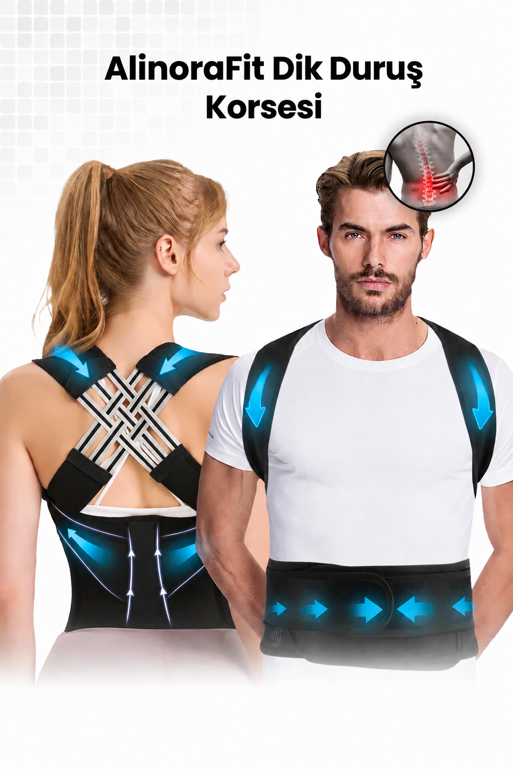 AlinoraFit® Ayarlanabilir Dik Duruş Korsesi - Boyunuzu 5CM Uzatın